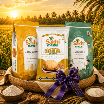Super Saver Combo | Golden Wheat Atta 5kg | Jeera Kathi 5kg | Royal Bashkati 5kg