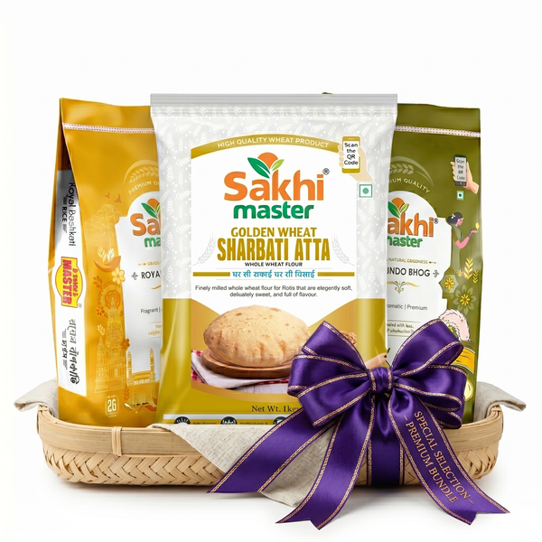 Super Saver Combo | Golden Wheat Atta 5kg | Royal Bashkati 5kg | Gobind Bhog 5kg